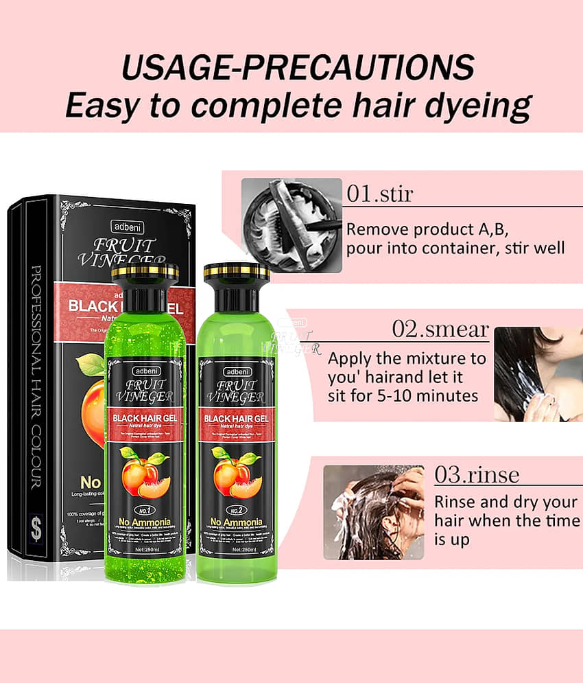 Adbeni Fruit Vinegar Gel Natural Semi Permanent Hair Color 500 mL Black view 2