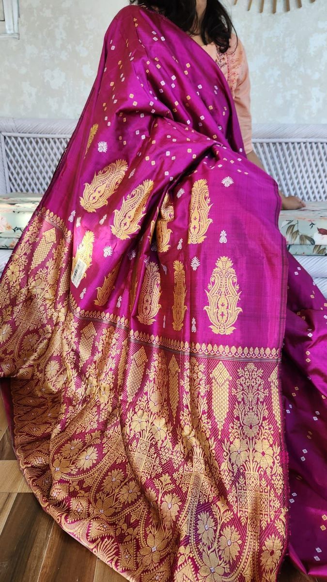 Mulberry Silk Saree/ Assam Paat Silk view 2