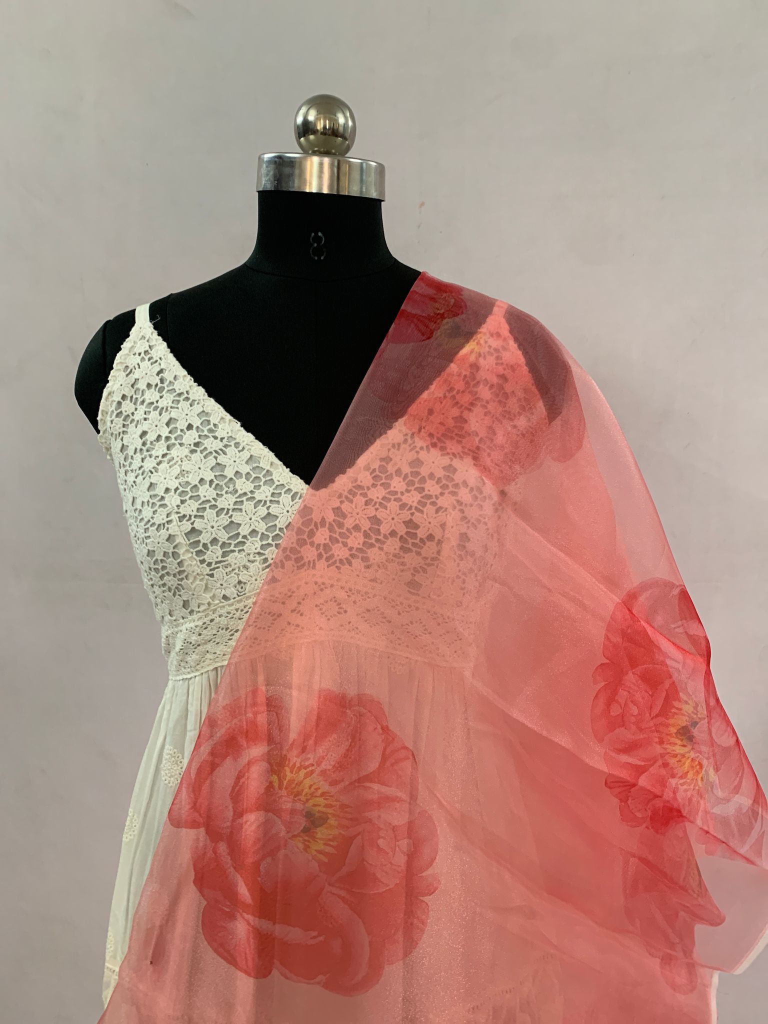 NVPO012-Pink Color Organza | Per meter view 2