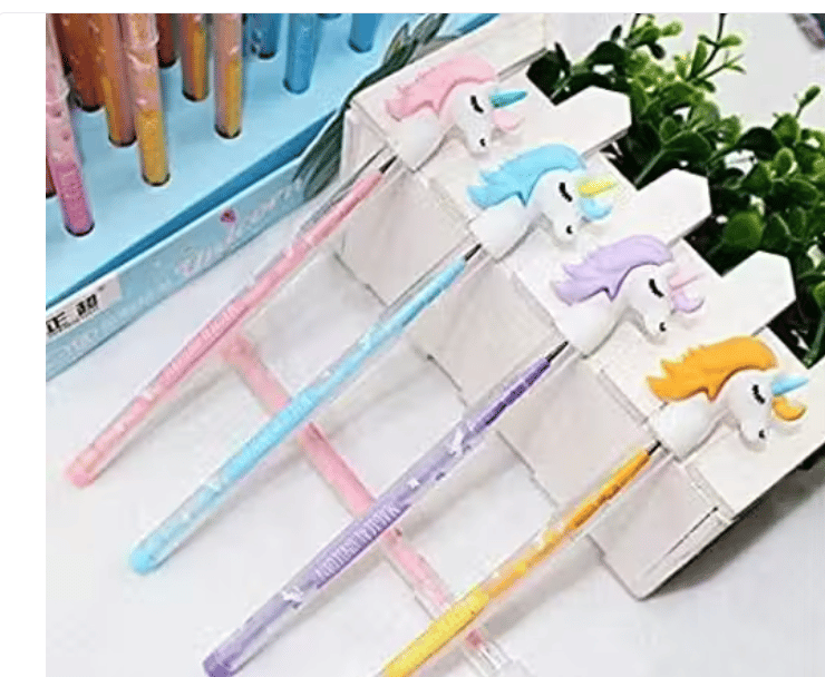 Cute Unicorn Stationery Set – 4 Unicorn Pencils, 2 Mermaid Pens & 2 Unicorn Erasers for Kids view 2
