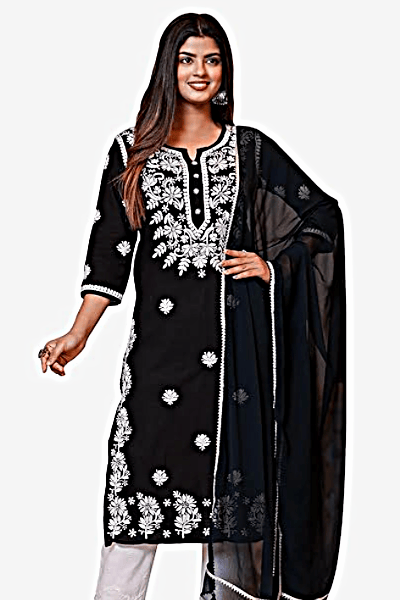Grey on Gray chikankari kurti Gala boutique Cotton