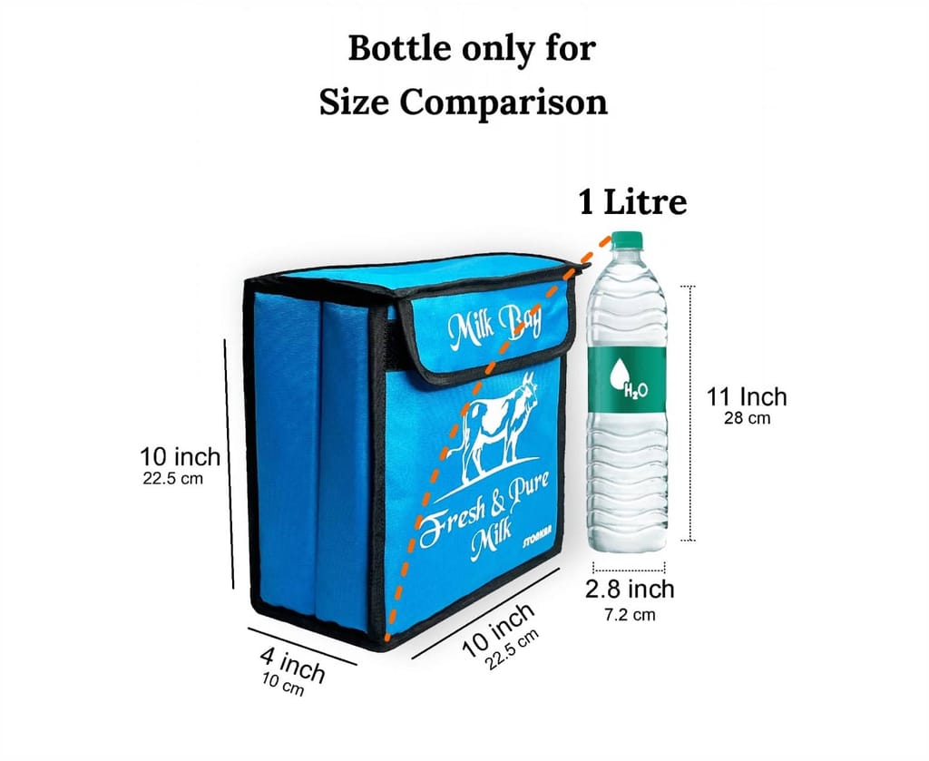 Milk Bag for Door | Cold Storage for Milk, Groceries and Perishables | 10" Inch Blue view 2