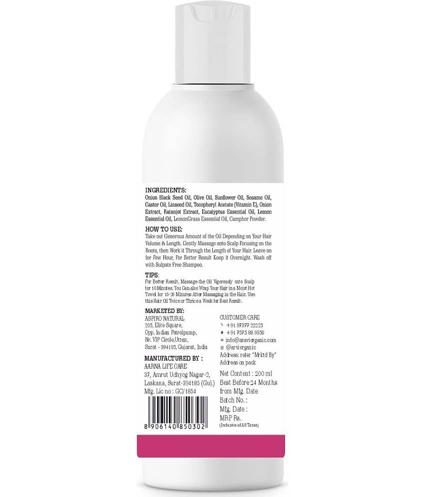 Aravi Organic Red Onion Hair Shampoo For Hair Fall Control - Enriched with Black Seed Oil - 200 ml view 2