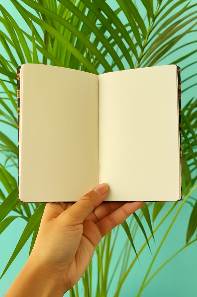 Handcrafted Sky Blue Floral Print Diary Book view 2