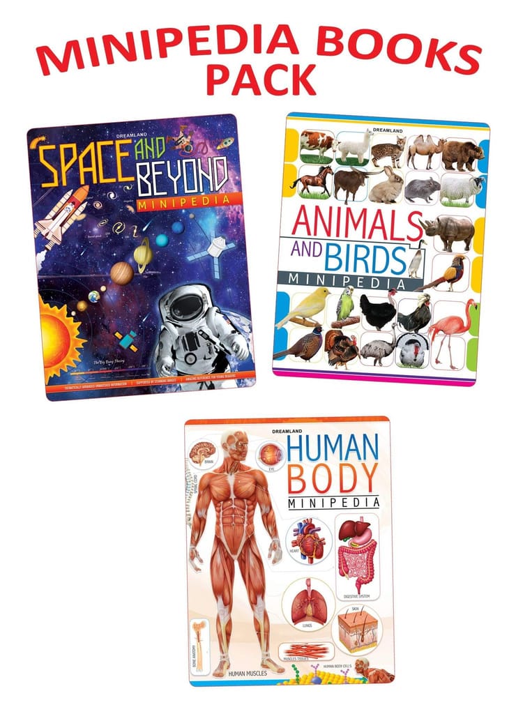 Minipedia 3 Books Pack for Kids Age 5-15 years - Space and Beyond, Animals, Human Body, 144 Pages [Paperback] Dreamland Publications view 2
