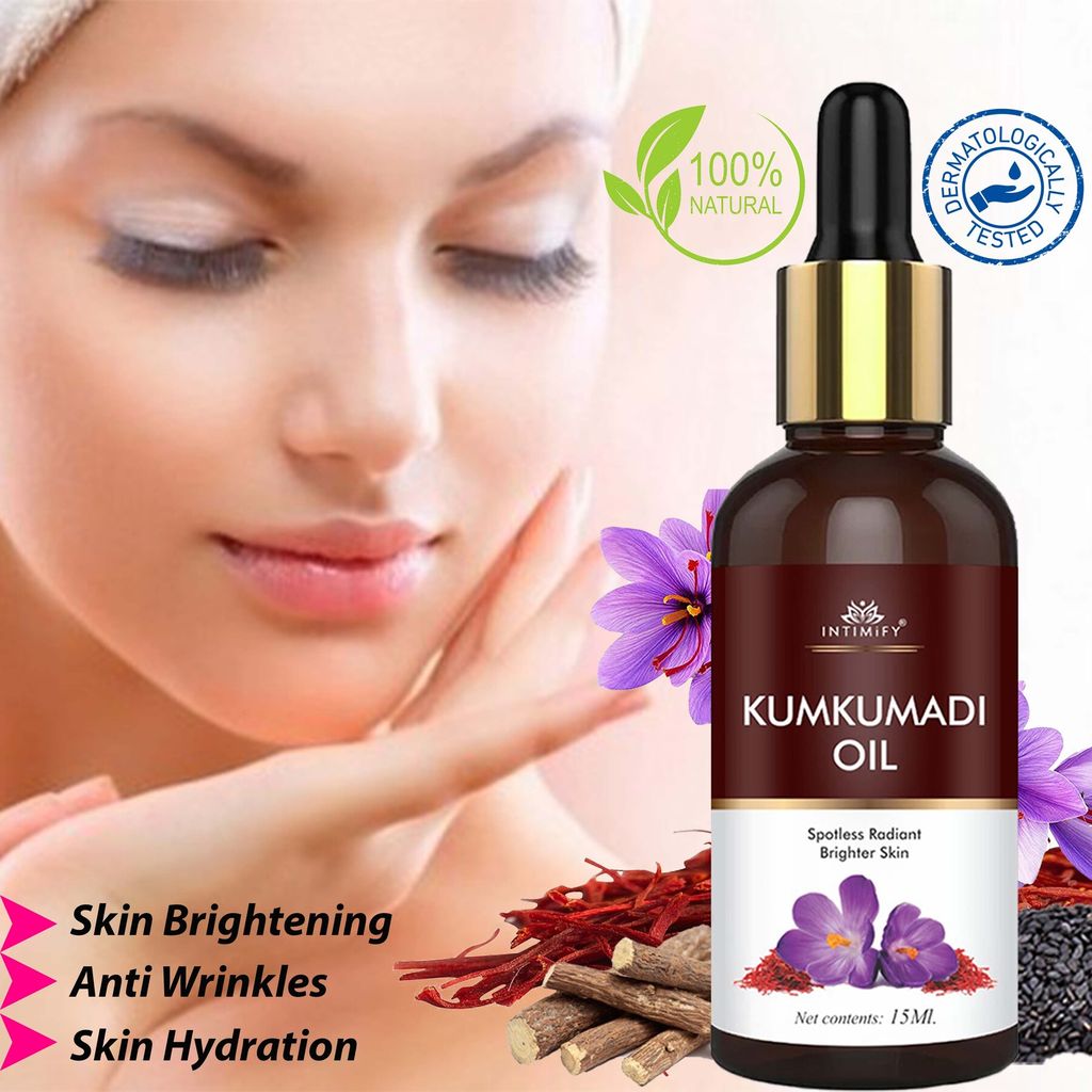 Intimify Kumkumadi Oil for Skin Brightening, Skin Whitening, Natural Radiant Glow, Anti-Ageing, Reduce Wrinkles & Fine Lines view 2