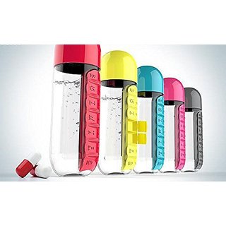 Right Traders 2 In 1 600ml Water Bottle With Weekly 7 Day Pill Medicine Tablet Organizer Box view 2