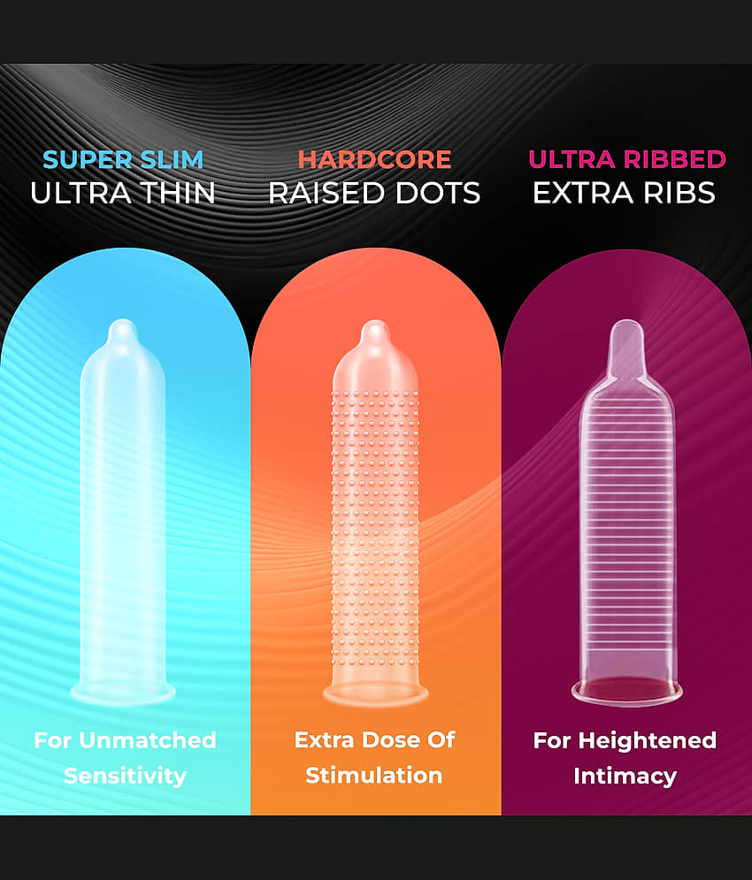 NottyBoy Honeymoon Pack Banana, Chocolate, Strawberry Flavour, 3IN1, Raised Dots, Ultra Ribbed, Long Time, Contoured, More Thin & Lubricated Condoms- 27 Units view 2