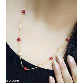 Traditional chains Red boll - 02 Gold-plated Plated Brass Chain view 2