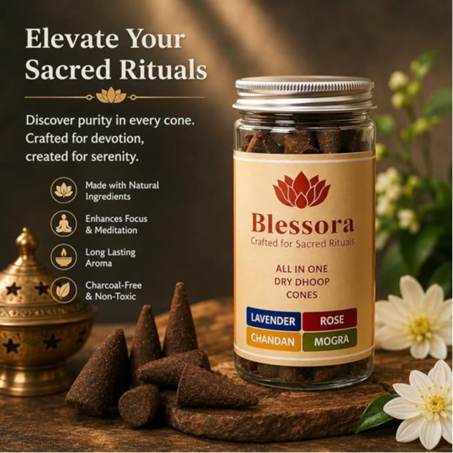 Dhoop Cones for Home – Premium Masala Incense Cones with Long Lasting Fragrance for Puja, Meditation & Yoga, (35 Units (All in One) view 2
