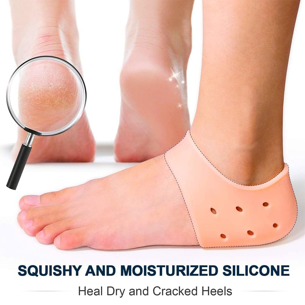 Dhasara's Silicone Gel Heel Pad Socks For Heel Swelling Pain Relief | Anti Crack Moisturizing Socks for Dry Hard Cracked Ankles | Foot Care Ankle Support Cushion (Beige, Free Size) view 2