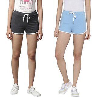 SHE PURE LUXURY WEAR Pack of 2 Solid Women Dark Grey, Blue Hotpants view 2