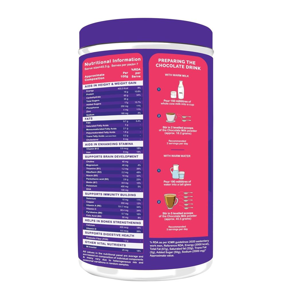 Pro To Grow Fitbhim Nutritional Chocolate Drink Powder 200g | Enriched with Bhim Banana | Belgian Chocolate Flavor for Kids (2+ years) | Ideal for Brain Growth & Immunity Support (Pack of 3) view 2