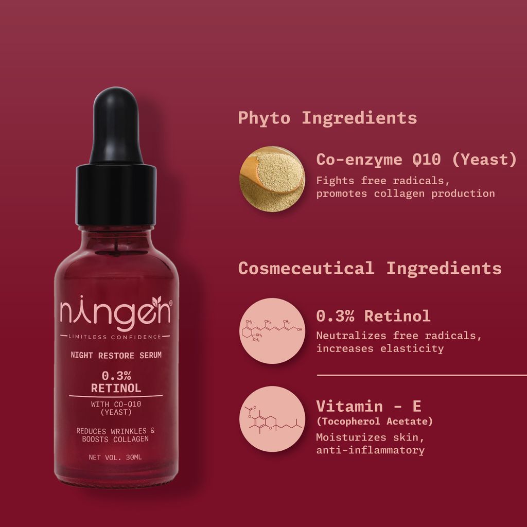 Ningen Night Restore Face Serum | Nighttime Face Serum for Boosted Collagen & Fine Line Reduction view 2