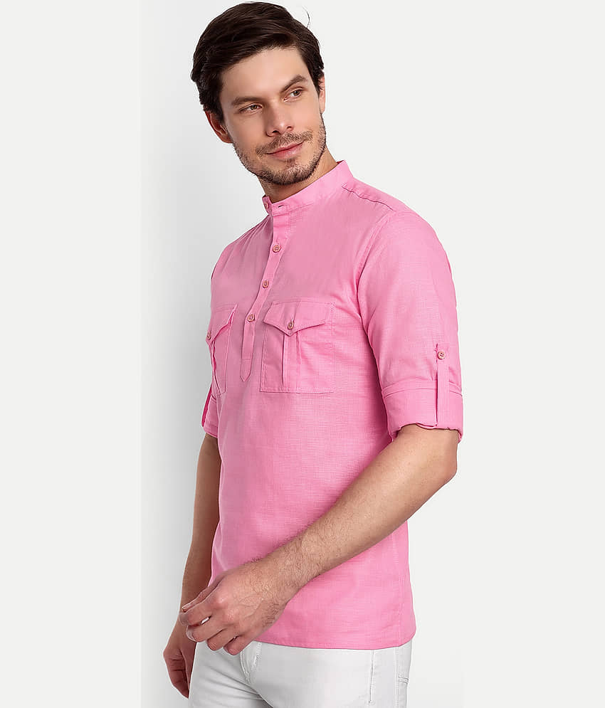 Vida Loca - Maroon Cotton Blend Men's Shirt Style Kurta ( Pack of 1 ) view 2