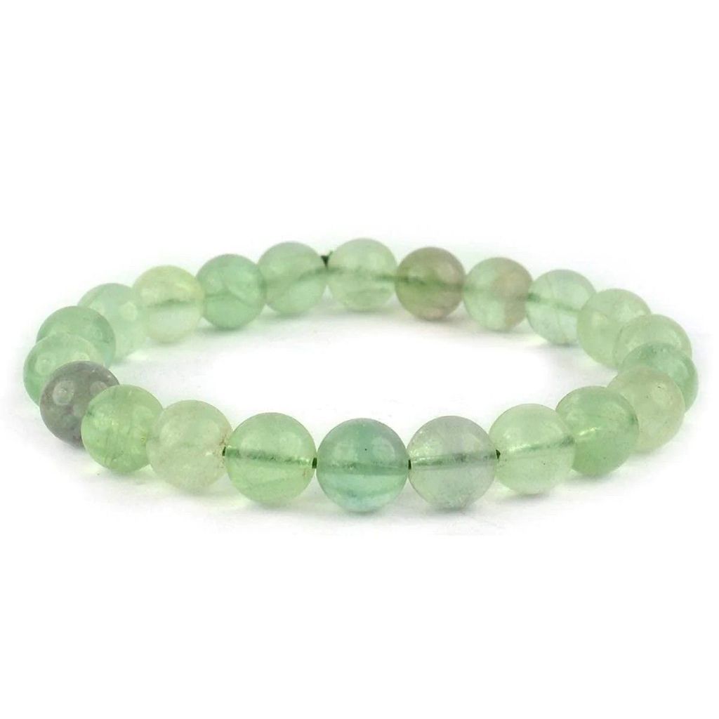 Ekdant Green Fluorite Bracelet Natural Crystal Healing Bracelet Gemstone Jewellery Beaded Stone Bracelet for Men & Women, Bead Size 6 mm view 2