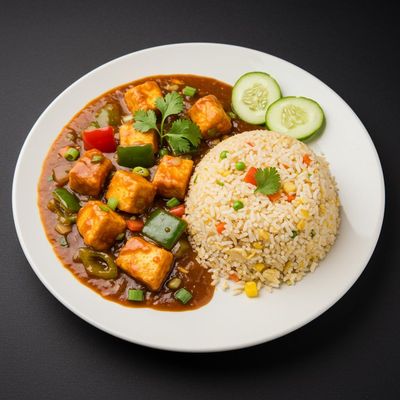 Veg Fried Rice With Paneer Manchurian