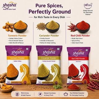 Shasha Haldi Powder + Dhaniya Powder + Red Chilli Powder 100g Combo Pack view 2