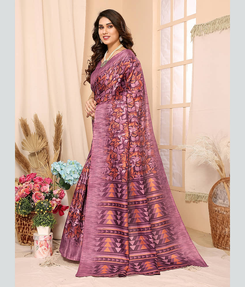 BLEESBURY Cotton Printed Saree With Unstitched Blouse Piece ( Maroon ) view 2