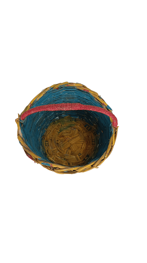 Colorful Handwoven Wicker Basket with Handle view 2