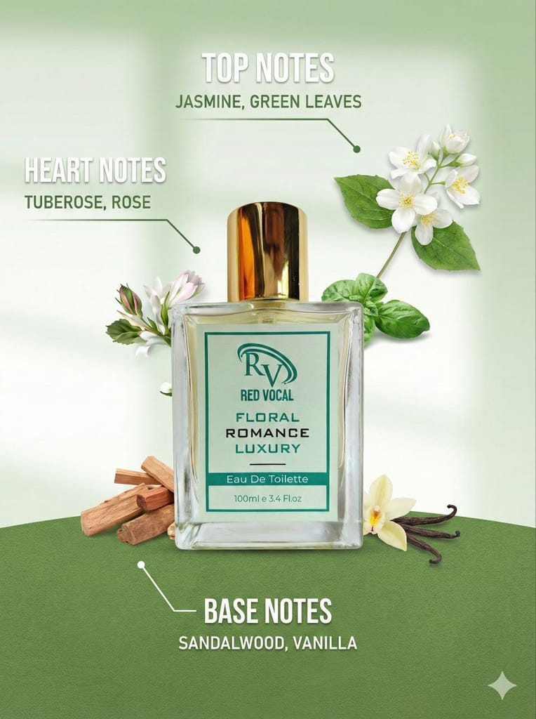 Red Vocal Floral Romance Luxury Premium Perfume Eau De Toilette – Women’s 100ml Elegant & Long-Lasting Set of 2 Fragrance view 2