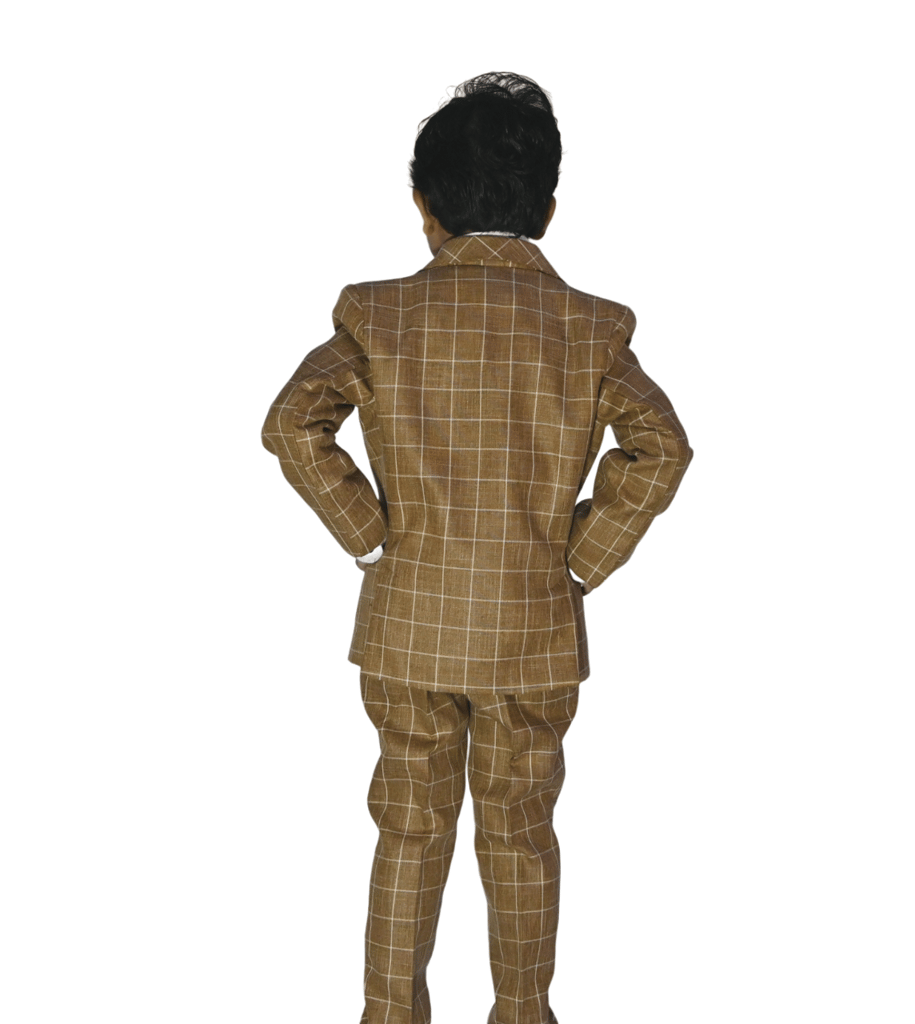 JOYHAAT Kids Boy's 5 Piece Coat Suit For Party/Formal/Wedding/Festival With Brown Color/ Set Of Full White shirt, Pant, Waistcoat, Coat & Bow view 2