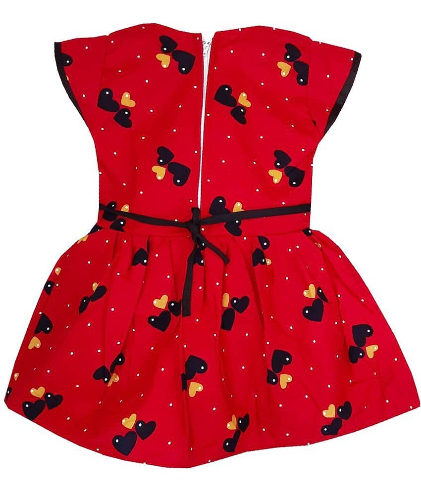 LITTLE PANDA Baby Girls 100% Cotton Frocks ( Red ) view 2