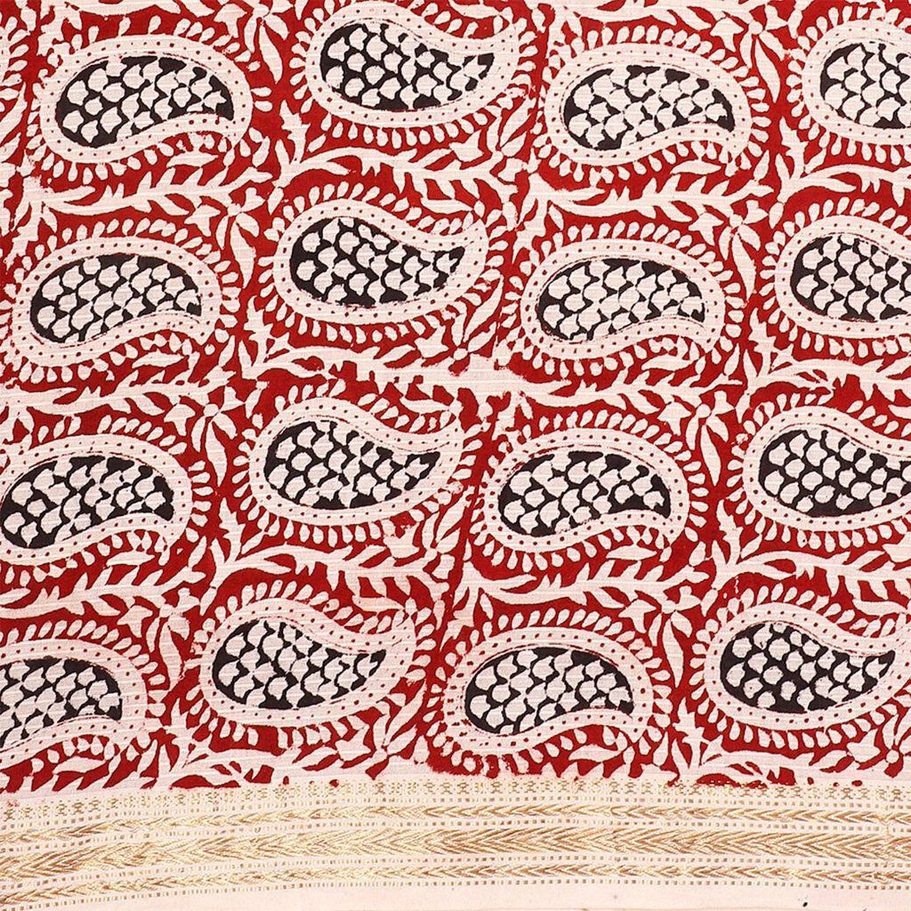 HANDLOOM CHANDERI 03 PCS BAGH PRINTED SUIT (SKU - 1RBS02260221 Suit 141) view 2