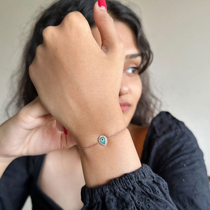 Rose Gold Evil Eye Drop Bracelet view 2