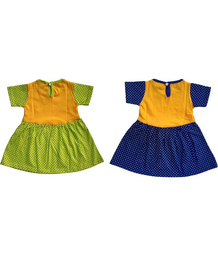 TRITI Baby Girls Cotton Blend Frocks ( Green & Red ) view 2