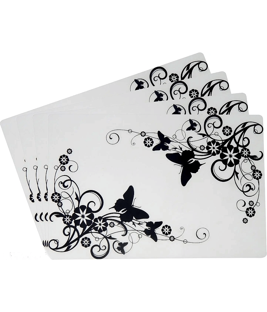 Crosmo Polyester Floral Fridge Mat & Cover ( 99 53 ) Pack Of 6 - White view 2
