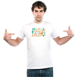 UDNAG Unisex Round Neck Graphic Teacher Student, pre school rockstar Polyester T-Shirt White view 2