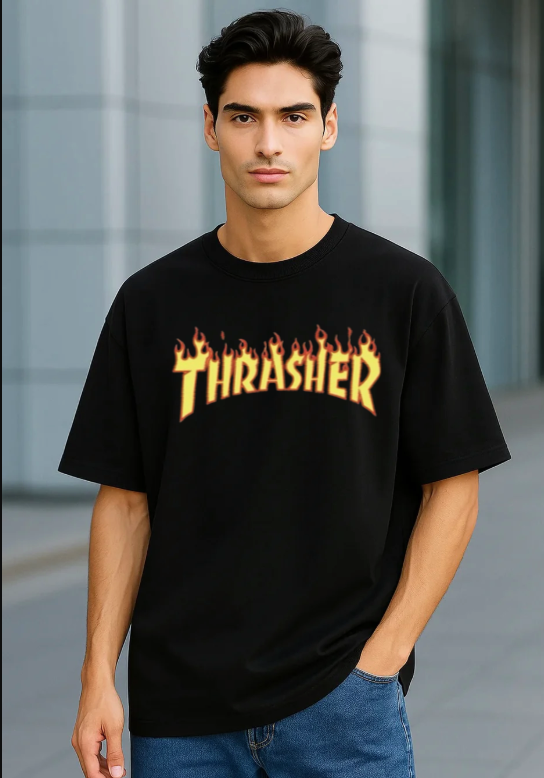 Thrasher Black Oversized T-shirt view 2