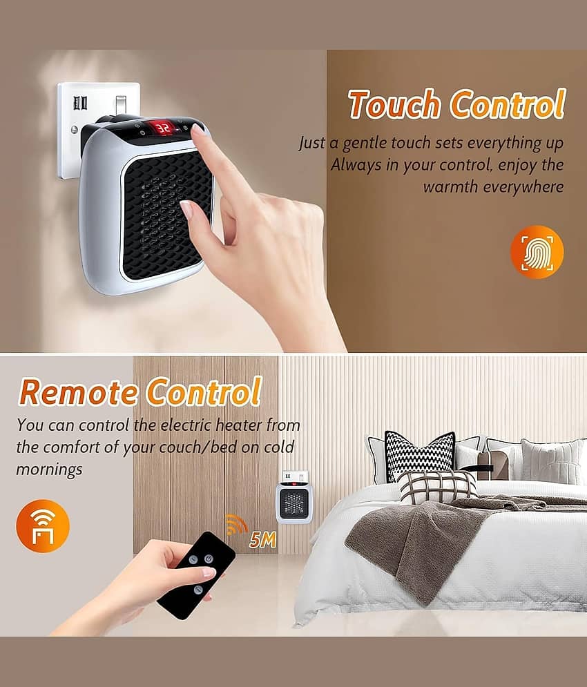 Kapalin Handy Heater Turbo Wall-Outlet Metal Polish Block 800W Mini Room Heater, Portable Heater with Remote 1 no.s view 2