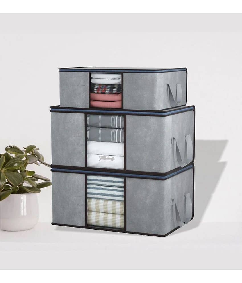 SH NASIMA - Home Storage Cloth Bags, Saree, Suits, Blouse, Blanket Organiser for Underbed, Almirah (Pack of 3) view 2
