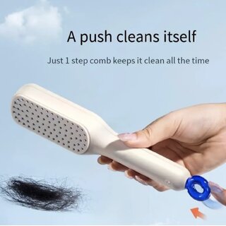 Self-Cleaning Hair Brush with Anti-Static Design | Detangling & Styling Comb for Men and Women (White) view 2