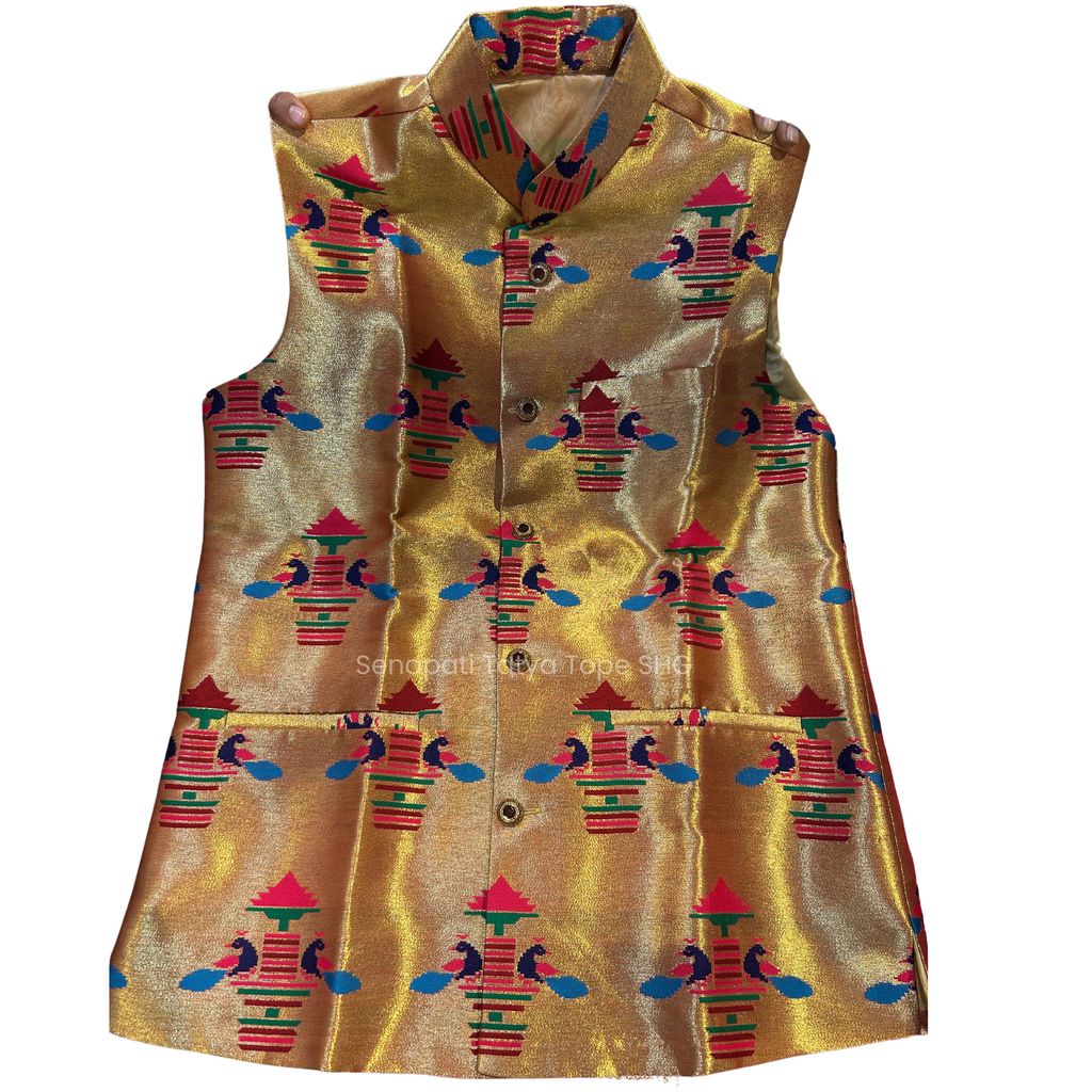 Jacket: Stylish Semi-Silk Men’s Ethnic Jacket with Traditional Motifs