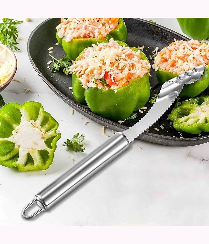 Steel Chili & Pepper Corer Serrated Seed & Core Remover Multi-Functional Kitchen Gadget for Vegetables & Fruits Durable & Easy to Clean (Pack of 1) view 2