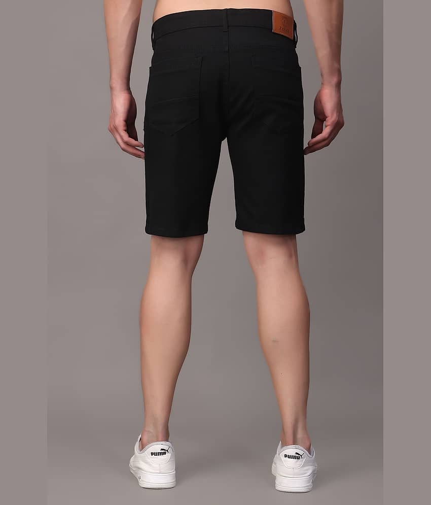 ZAYSH Black Cotton Blend Men's Denim Shorts ( Pack of 1 ) view 2
