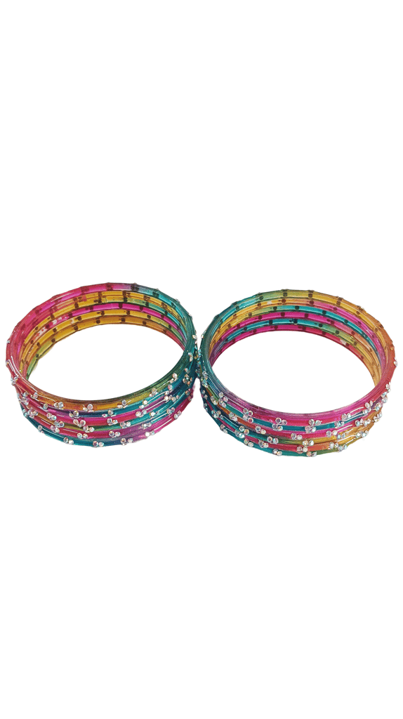 Colorful Glass Bangles with Rhinestone Accents view 2