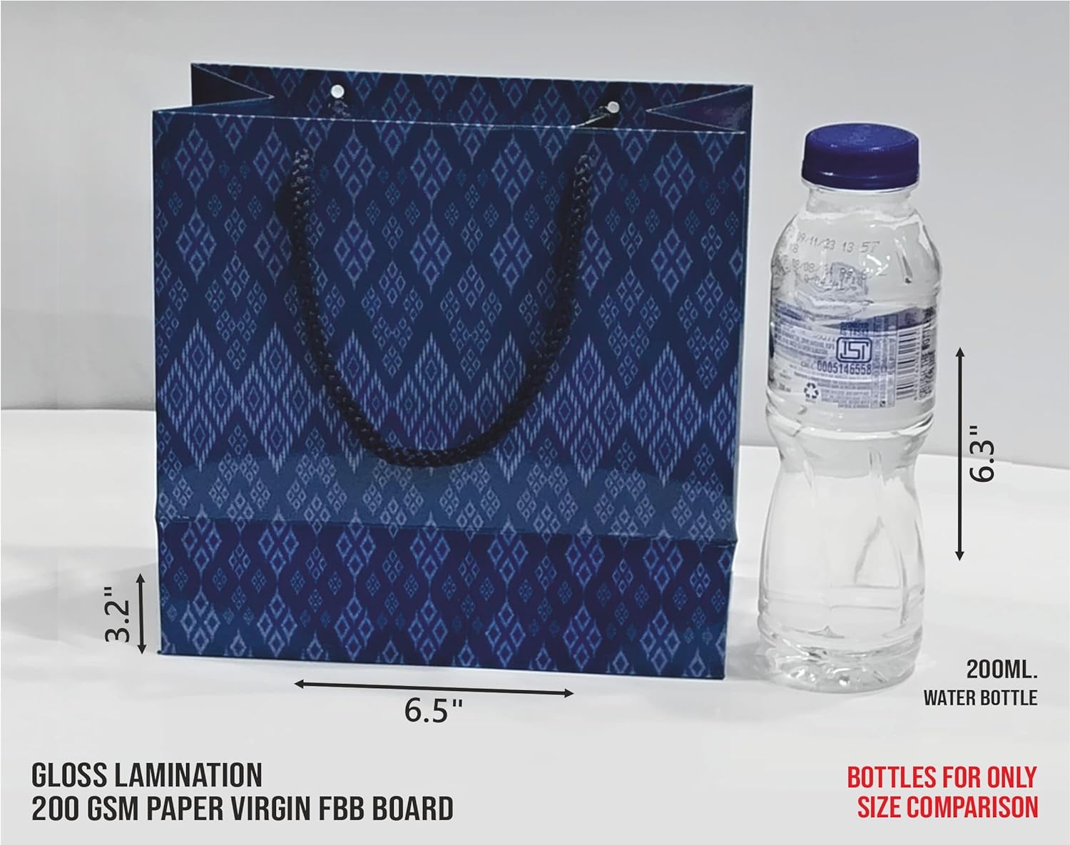 200 GSM Gloss Lamination Celebration Paper Gift Bags, Ideal for Birthday Return Gifts, Wedding Gifts, & Gifting on Special Occasions (Navy Blue, Size: 6.5 x 6.3 x 3.2 inch) - 10 view 2