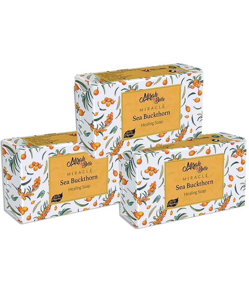 Mirah Belle - Organic Sea Buckthorn Healing Soap 125gm (Pack of 3) - For Damaged, Ailing & Infection Prone Skin- Handmade Soap 375gm view 2