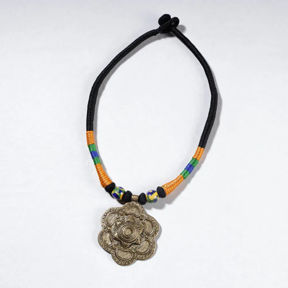 Multicolor Patwa Thread & Brass Pendant Necklace view 2