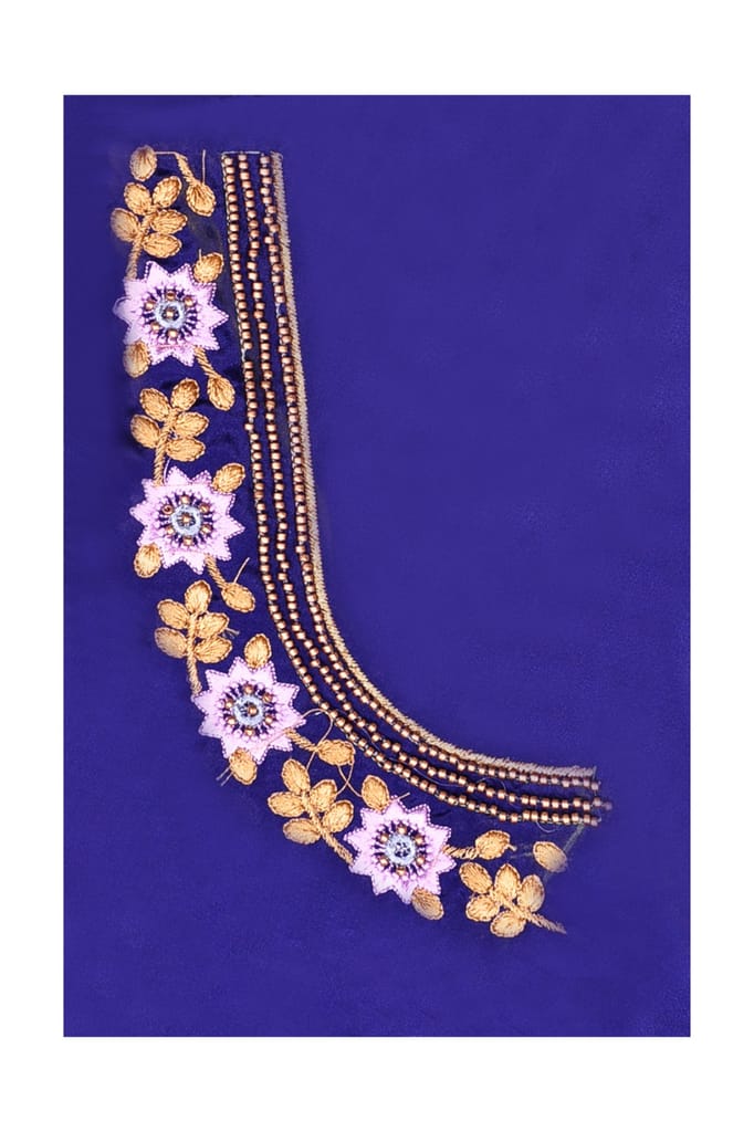 Violet embroidered blouse - Un Stiched Blouse - 1 Meter view 2