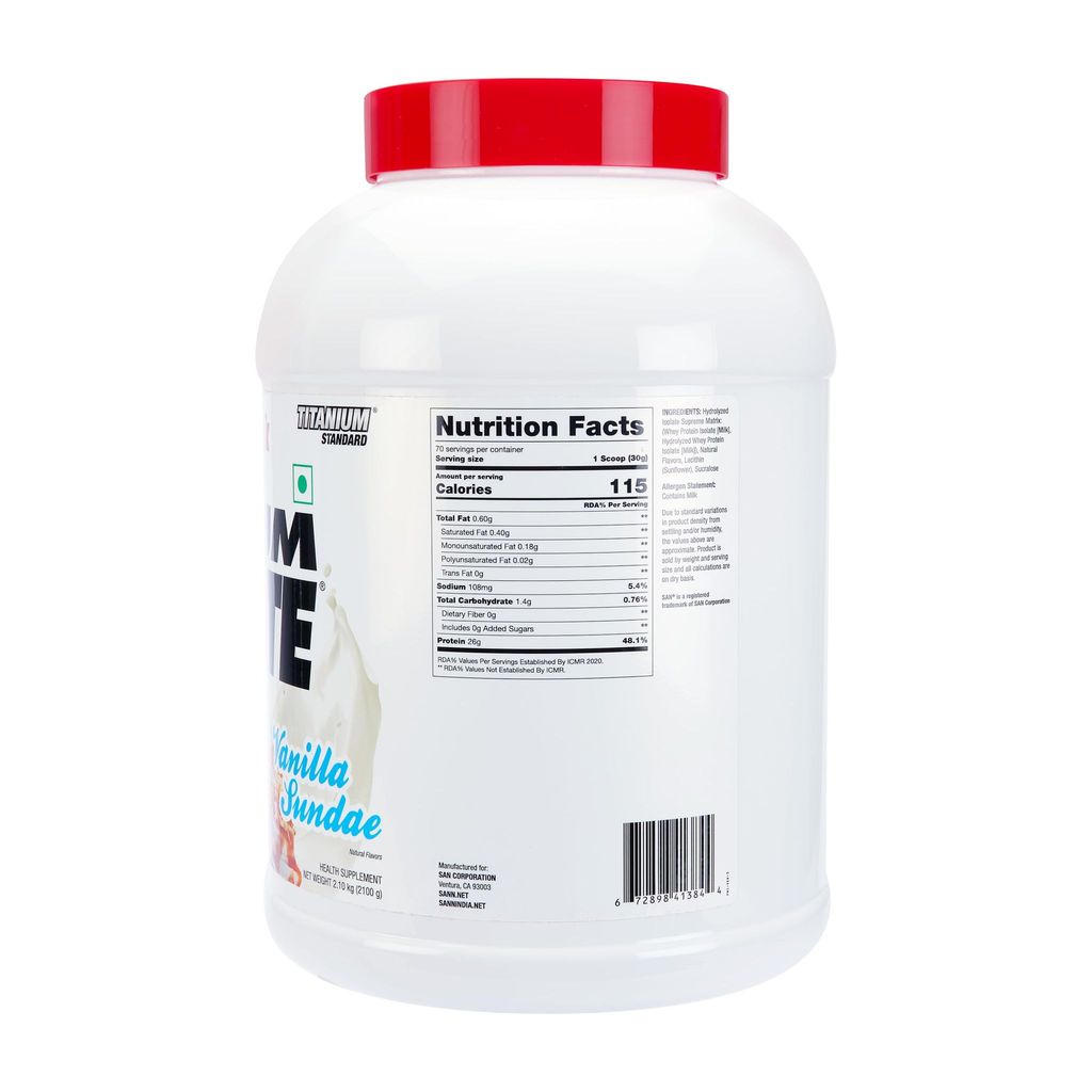 San Nutrition Titanium Isolate Supreme | Whey Protein Powder | 26g protein | Hydrolyzed Whey Protein Isolate | view 2