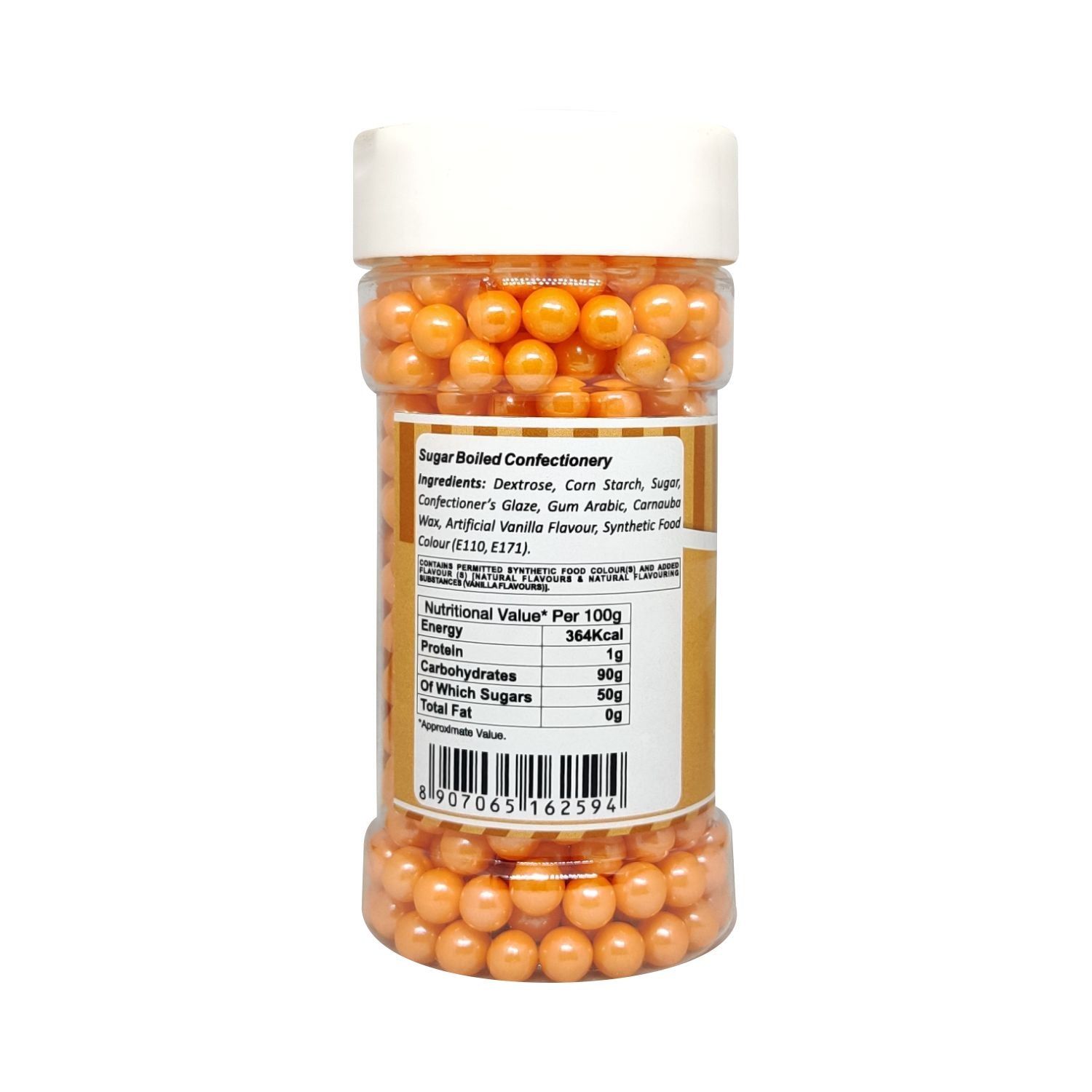 Puramio Glamour Balls Super Jumbo - Orange (14mm) For Cake Decoration, 125 gm view 2