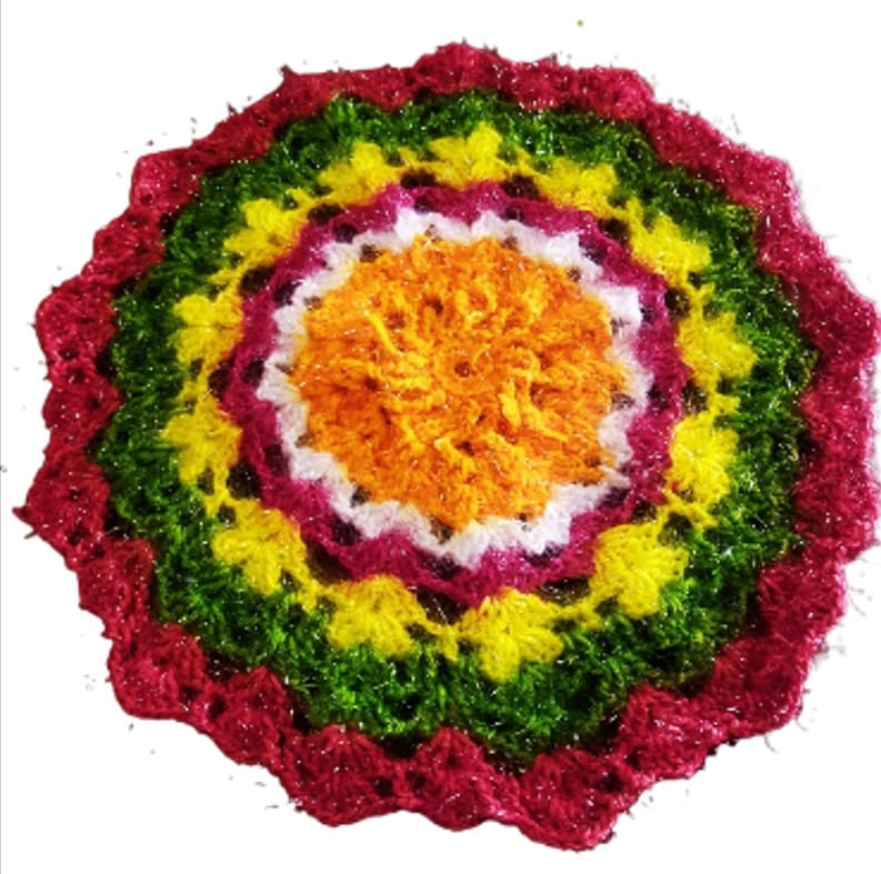 Handmade Crochet Doily - Vibrant Colors & Unique Design view 2