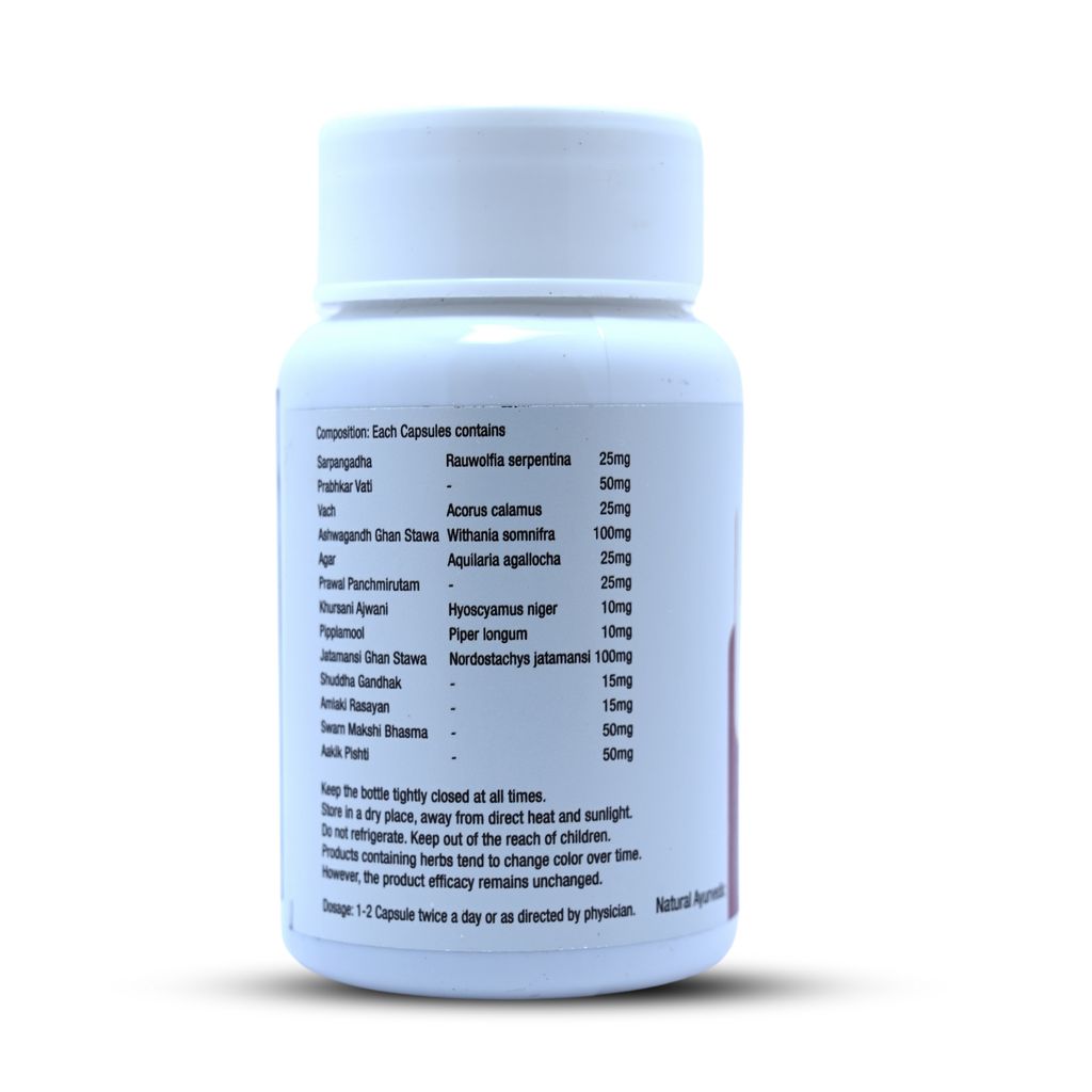 Rhushi Ayurved R-Sleep Capsule - Natural Ayurvedic Supplement for Stress, Sleep Issues - 30 Capsules view 2