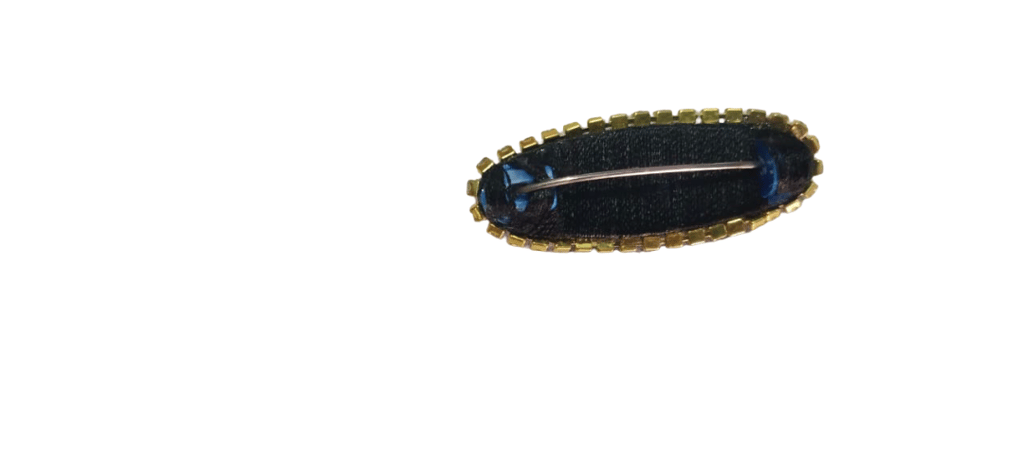 Elegant Blue Fabric SAREE Clip with Crystal Embellishments view 2