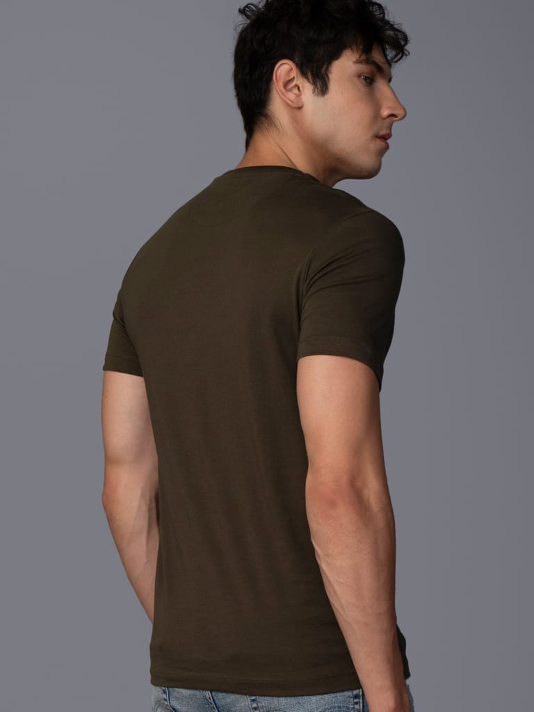 Men’s Trendy Pure Cotton European Fit Branded T-Shirt for Men-Dark Green view 2